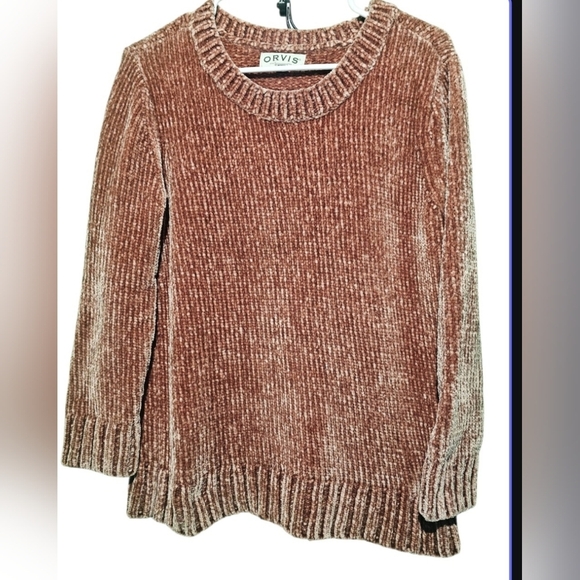 Orvis Women's Chenille Sweater - Rose Large EUC 21 PTP - Picture 3 of 5